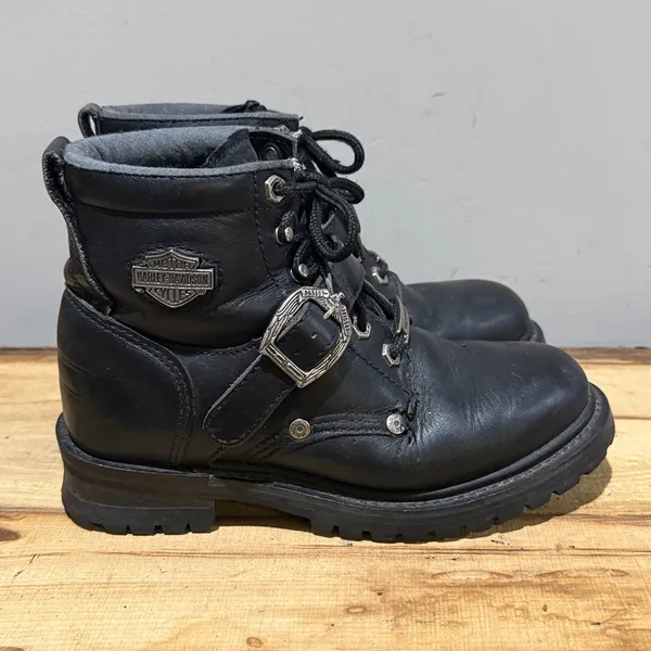 Harley Davidson women’s black bike boots Size 7 B83‎ - Image 6