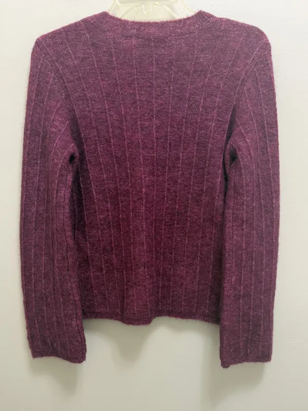 Sezane Joyce Jumper Sweater Merino Wool Mohair Gold Buttons in Grape Purple XS - Image 5