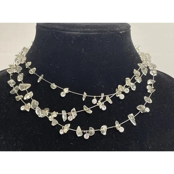 Beautiful Vintage Artisan Made Glass Bead 16" Necklace Raw Quartz Rhinestone Lot - Image 2