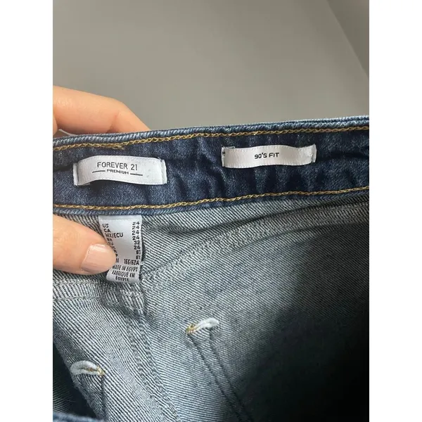 Forever21 90s‎ Fit Denim Jeans Blue Dark Wash Waist 24" Straight leg Mom Jeans - Image 4