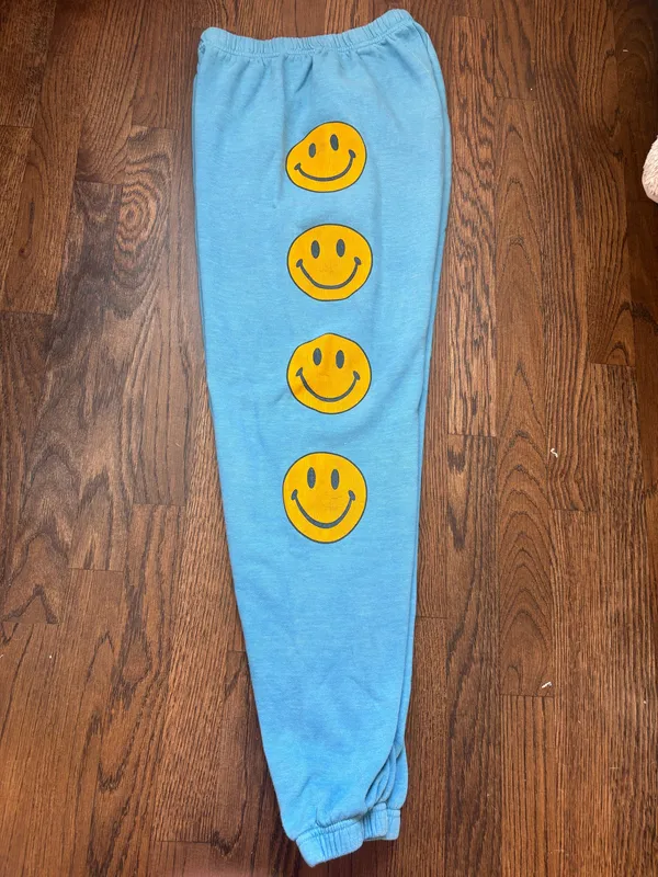 Aviator Nation Sweatpants Smiley Face Blue - Image 2