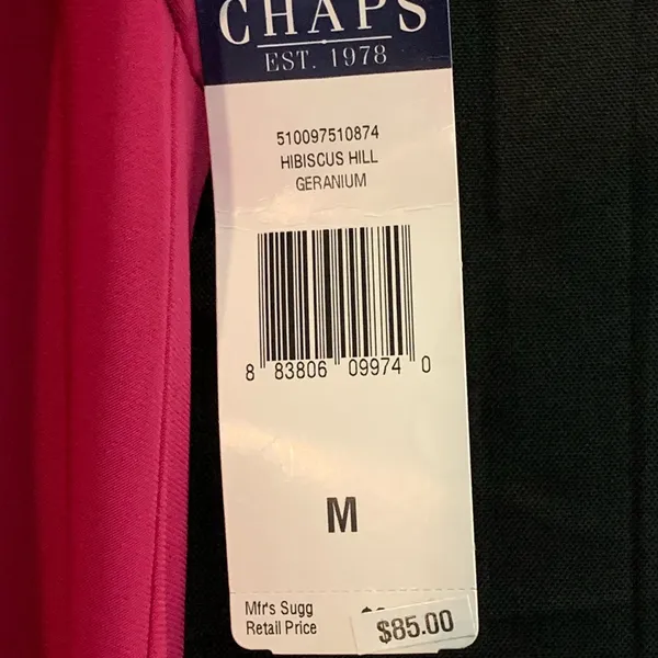 Chaps Size Medium Knee Length Draped Front Dress New Hibiscus Hill Geranium - Image 4