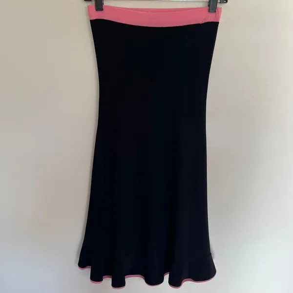 Vintage Y2K‎ Capricho Black Pink Strapless Ruffle Midi Tube Dress Size Medium - Image 9