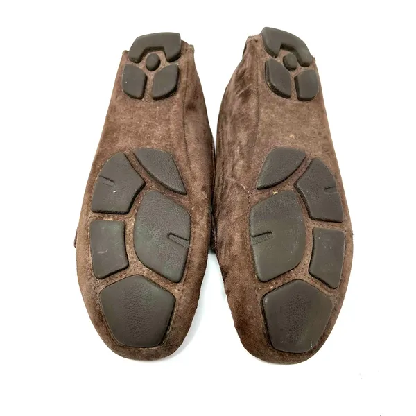 UGG Size 8 Slip On Brown Leather Sherpa‎ Lined Buckle Flats Tread Moccasins - Image 8