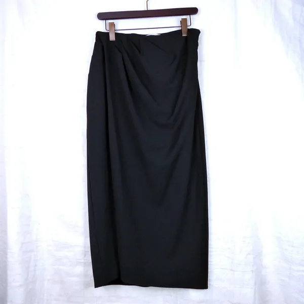 Abercrombie & Fitch Draped Front Maxi Skirt Womens M Black Faux Wrap Slit NWT - Image 6