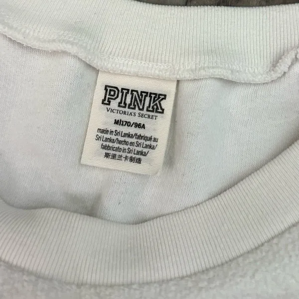 PINK Victoria’s Secret white fleece varsity sweatshirt - Image 2