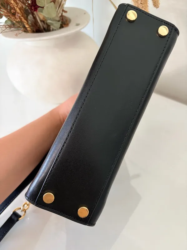 Michael Kors Black Top Handle Crossbody Satchel Gold Chain Classic Handbag - Image 13