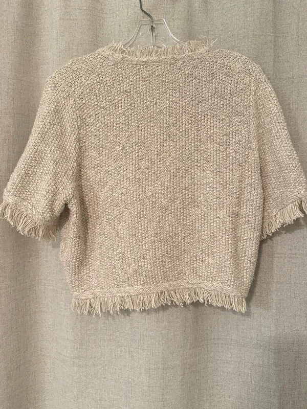 J Crew Fringe-Trim Short-Sleeve Cropped Lady Jacket in Marled Yarn | M - Image 7