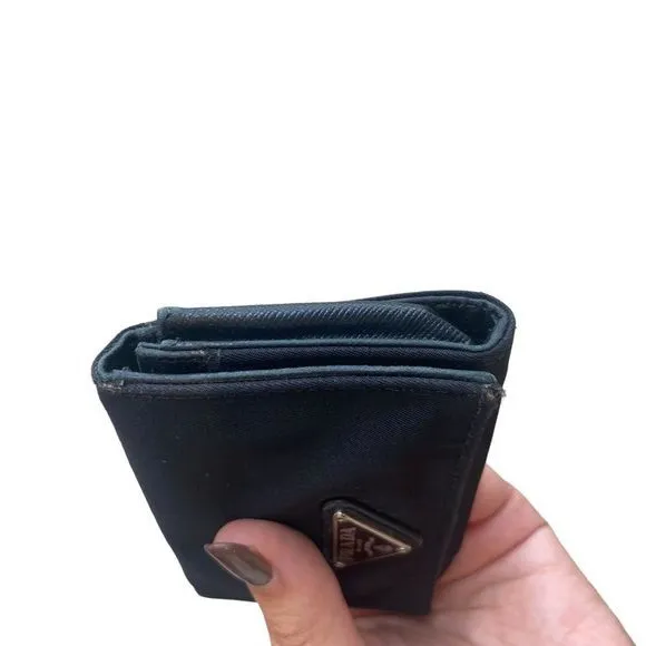 Prada Women’s Nylon‎ Tessuto Mini Wallet Black Iconic Y2K Multi-compartment - Image 6