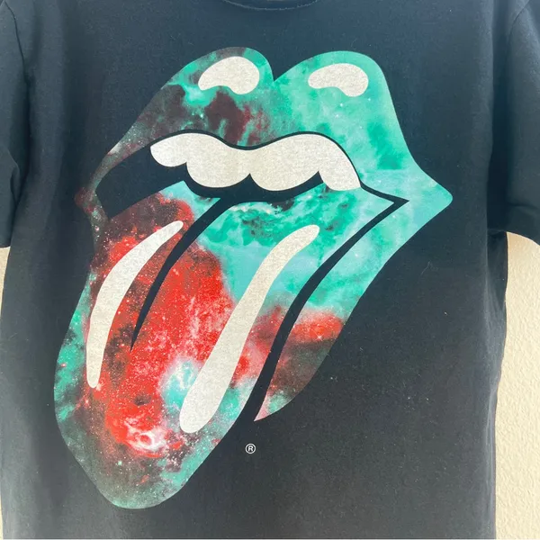 Rolling Stones Galaxy Logo Off The Shoulder Tee Black Size M - Image 2