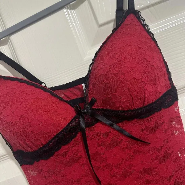 Gilligan & O’Malley Red & Black Lace Lingerie Slip Dress Nightie S Small - Image 7