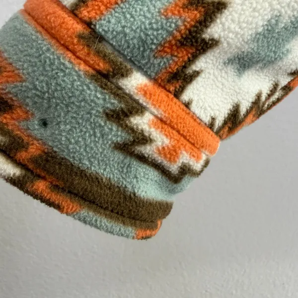 Outback Trading Tabitha Big Shirt Womens Medium Orange Button Up Fleece Aztec - Image 6