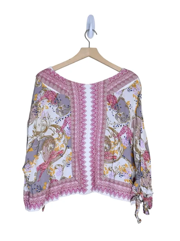 Free People Women's S Catch Me If You Can Boho Floral V-Neck Blouse - Pink Multi - Image 4