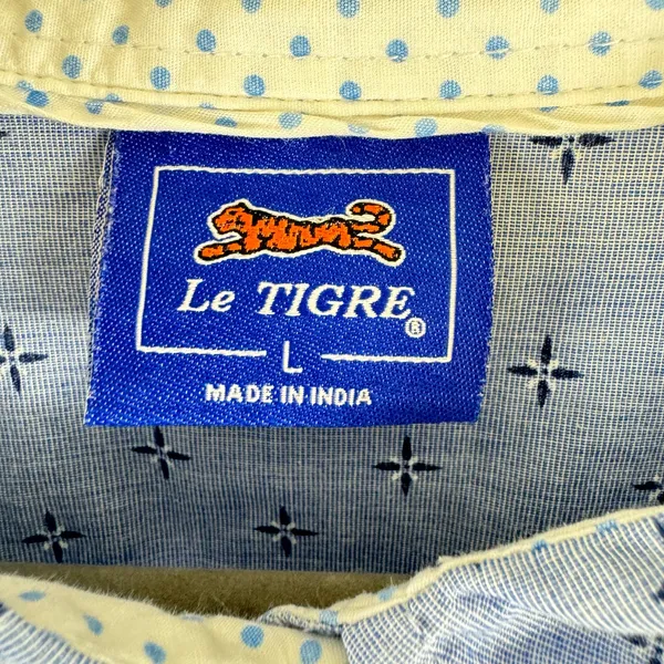 Le‎ Tigre Blue Patterned Collared Long Sleeve Cotton Button Up Size L Size L - Image 5