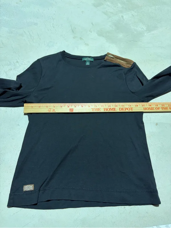Lauren Ralph Lauren jeans co Black Long-Sleeve Top elbow patches XL - Image 3