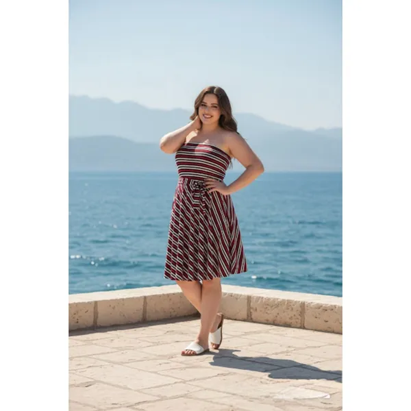 H&M Red & White Striped Tube Dress - Image 2