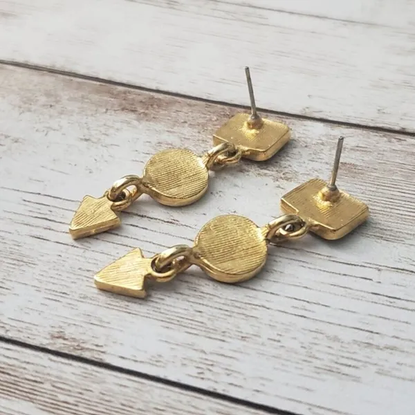 Vintage Earrings for Pierced Ears Mauve Shapes Dangle - Image 4