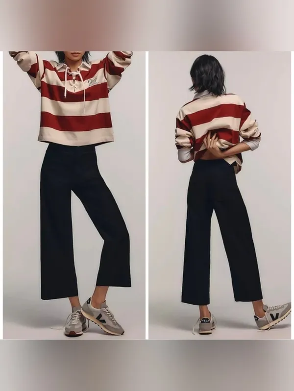 Maeve The Colette Cropped Wide-Leg Pants Black - Image 2