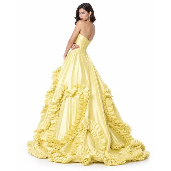 Sherri Hill 51578 Yellow Taffeta Ball Gown Size 4 NWT - Image 4