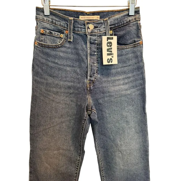 Levi’s Ribcage Straight Ankle Jeans Women’s Size 26 Blue Medium Wash Denim FLAW - Image 2