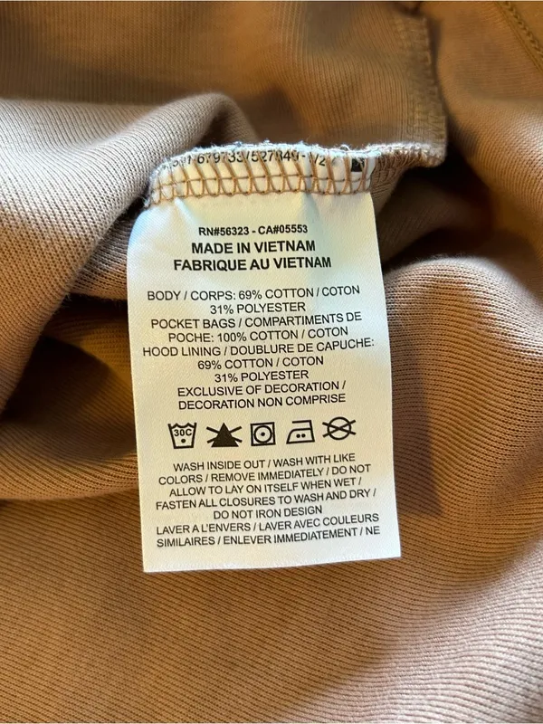 Nike two tone color block tan brown cropped oversized hoodie size S casual - Image 7