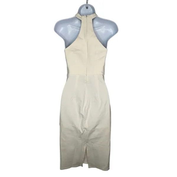 4SI3NNA Midi Dress‎ Womens S Cream Choker Neck Strapless Sweetheart Bodycon Slit - Image 3