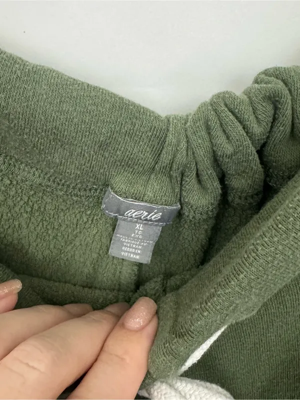 aerie Olive Green Pull-On Lounge Shorts with Drawstring Waist XL - Image 2