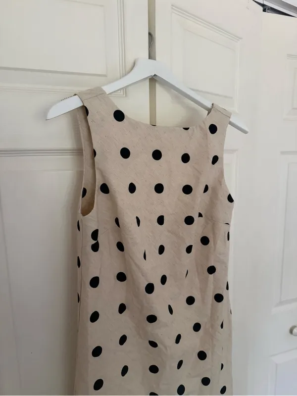 NWT Avara Lacey Dress Cream Black Polka Dot Shift Dress Linen Blend Size Small - Image 3