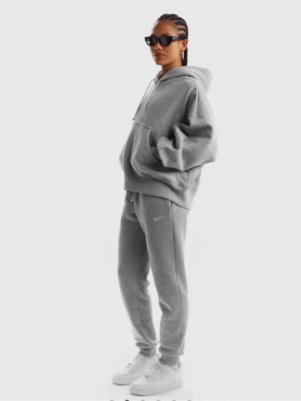 Nike Gray Crewneck Hoodie with White Swoosh Size Small - Image 7