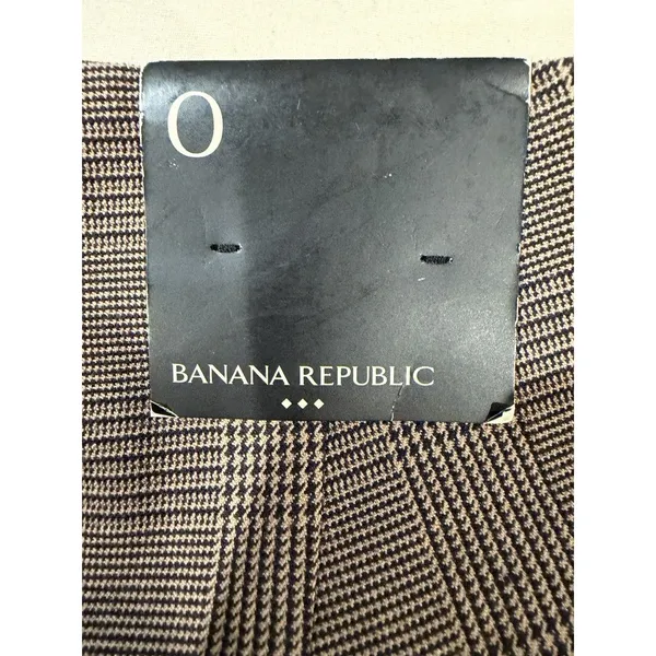 Banana Republic brown plaid tapered Pull-on Flat front trousers NWT Size 0 - Image 5