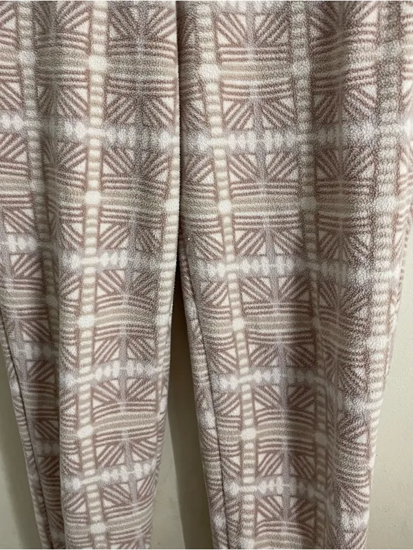 Patagonia Micro D Fleece Joggers Womens S Snow Bean Natural Geometric Cozy Pants - Image 8