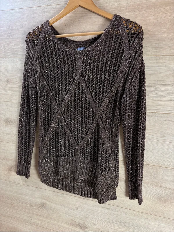 iJeans by Buffalo Bronze Shimmer Open-Knit Sweater - Small - Image 2