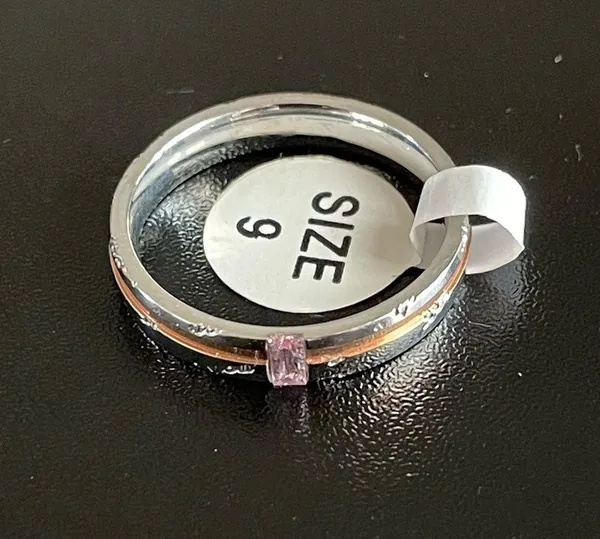 4mm pink crystal Love You woman ring size 9 - Image 10