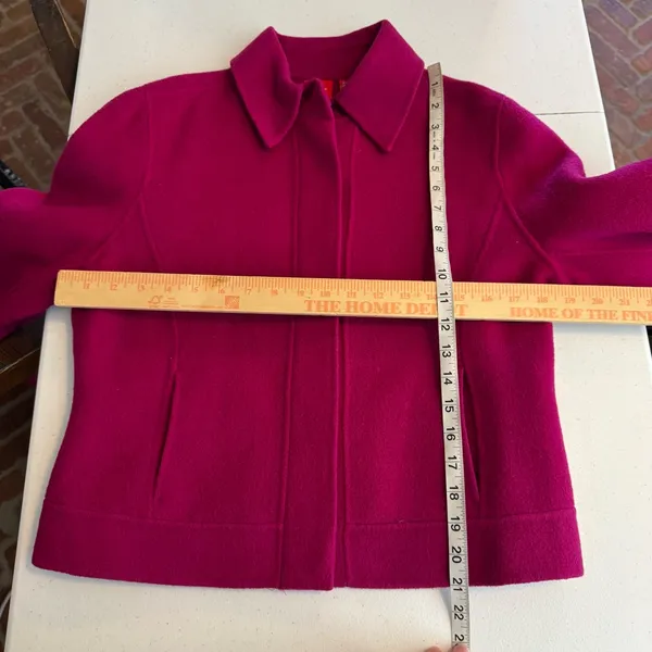 90’s Y2K Anne Klein Fuchsia Magenta Pink Wool Blazer Jacket Boiled Wool medium‎ - Image 7