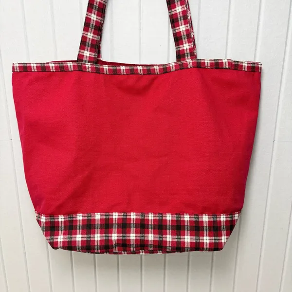Walt Disney‎ World Mickey Mouse Christmas Ornament Tote Bag Rare Plaid - Image 4