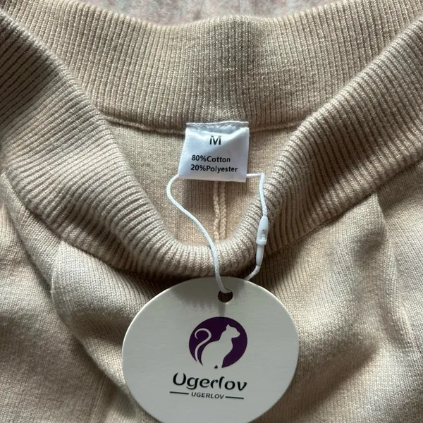 Wide Leg cuffed Sweatpants Tan Size M - Image 3