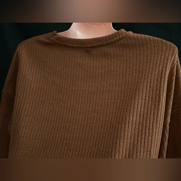 SHEIN Brown Ribbed Long Sleeve Crop Top SZ Small - Image 7