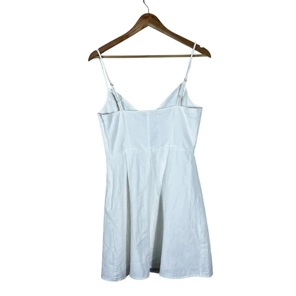 NWT Lulus Surplice Solid Mini Dress White Summer Boho Button Detail Size M - Image 3