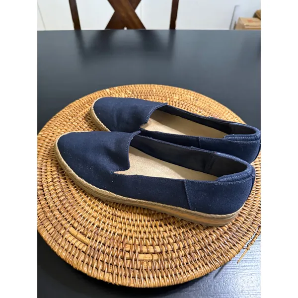 Dr. Scholls Sustainable Comfort‎ Navy Canvas Espadrille Loafers Wedge Slip On - Image 3