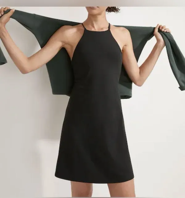 Madewell Flex Fitness Black Mini Halter Active Dress size XXS Shorts Underneath - Image 2