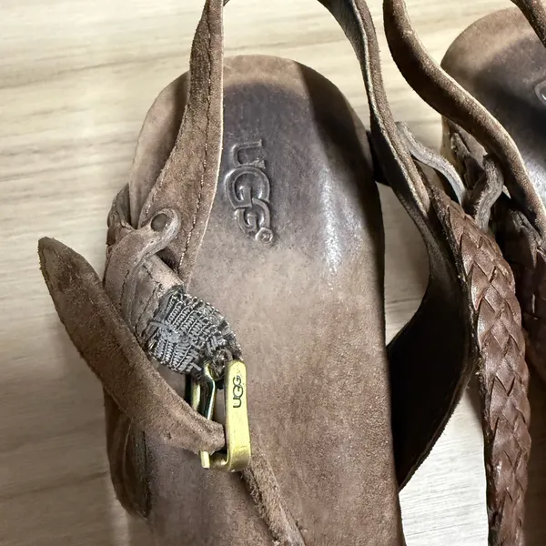 Ugg D’Alessio Chocolate Suede Cork Platform Heels - Image 5