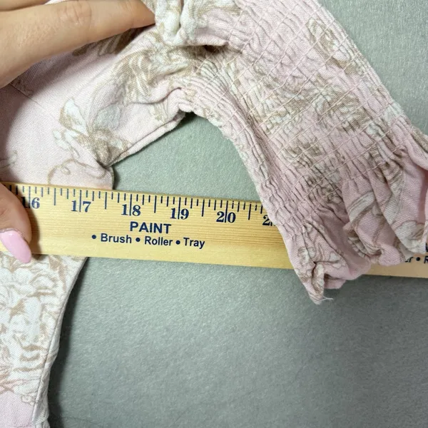 Mi Ami Francesca’s Pink Floral Sheath Dress Puff Sleeve Coquette Cottagecore L - Image 9