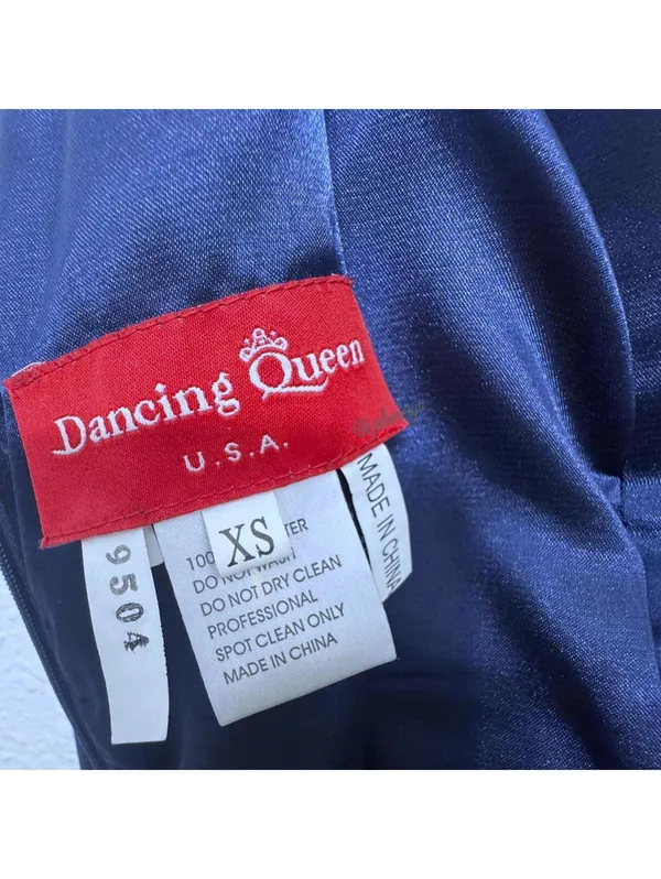 Dancing Queen Navy Blue Prom Homecoming Dress Rhinestone Waist Women's Size XS - Image 5