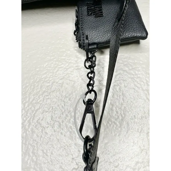 Steve Madden Crossbody Bag Womens Small Black Logo Faux Leather Coin Purse Zip - Image 3