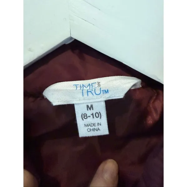 Time and Tru burgundy onion quilted puffer barn jacket size M 8/10 - Image 6