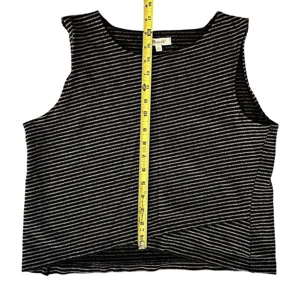 Madewell Black Striped Crossover‎ Tank 100% Cotton Medium Minimalist Casual EUC - Image 6
