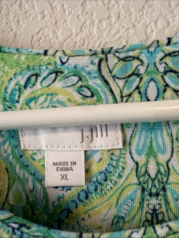 J. Jill Green Patterned Sleeveless Maxi Dress XL - Image 2