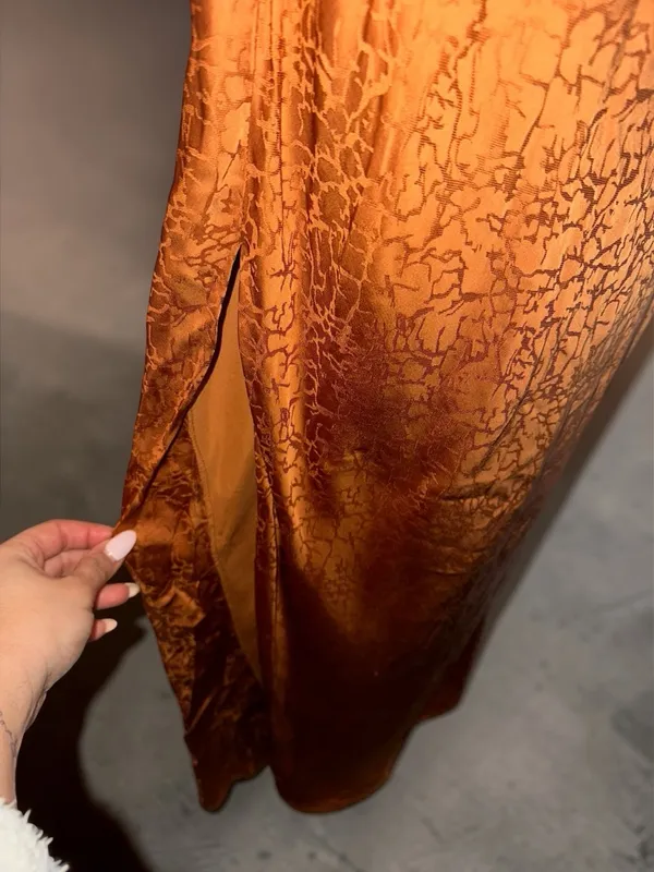 Jason Wu- Jacquard Slip Maxi Dress in Burnt Orange Size 8 - Image 9