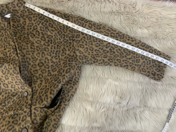Old Navy Leopard Print Wool Coatigan Coat Jacket Medium - Image 11