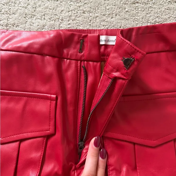 Fancy D Boutique Red Leather Skort - Image 5